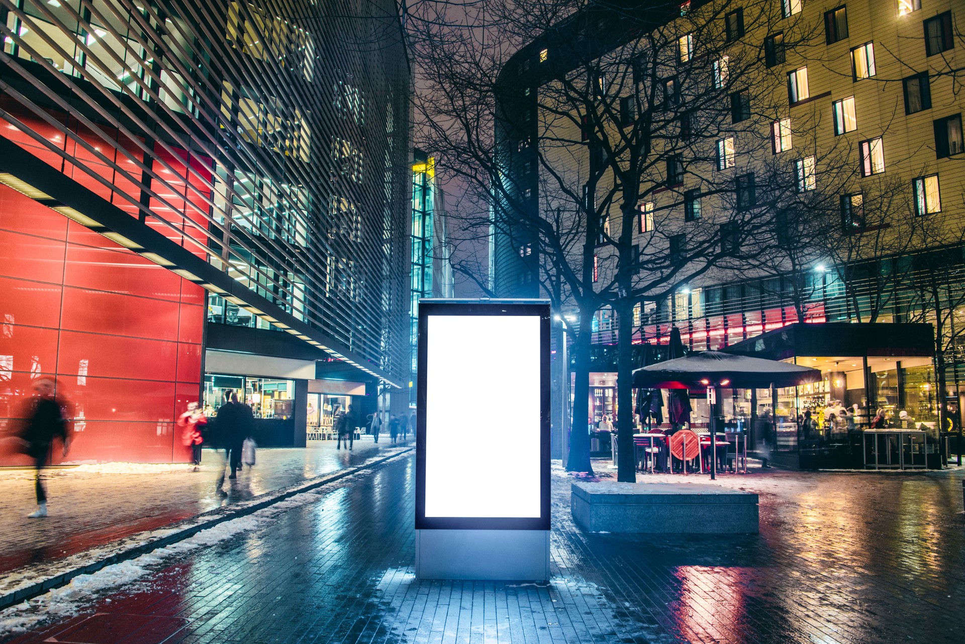 Blank billboard at night